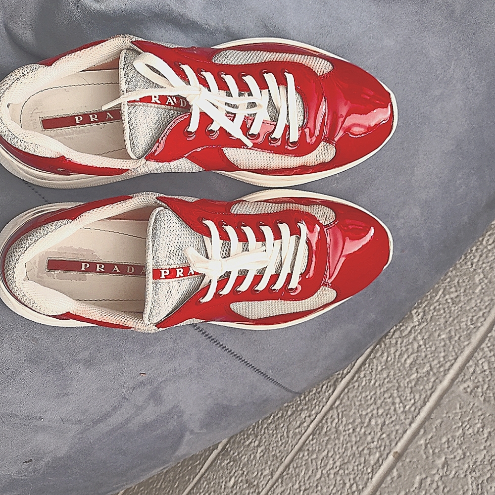 Prada America's Cup size 10 shoes Red/Lt. Grey